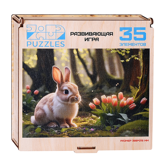 Пазл "Зайчонок" (ХДФ, деревянная коробка)