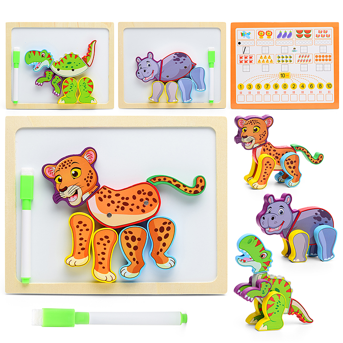 Пазлы D2083 "Животные" + доска для рисования