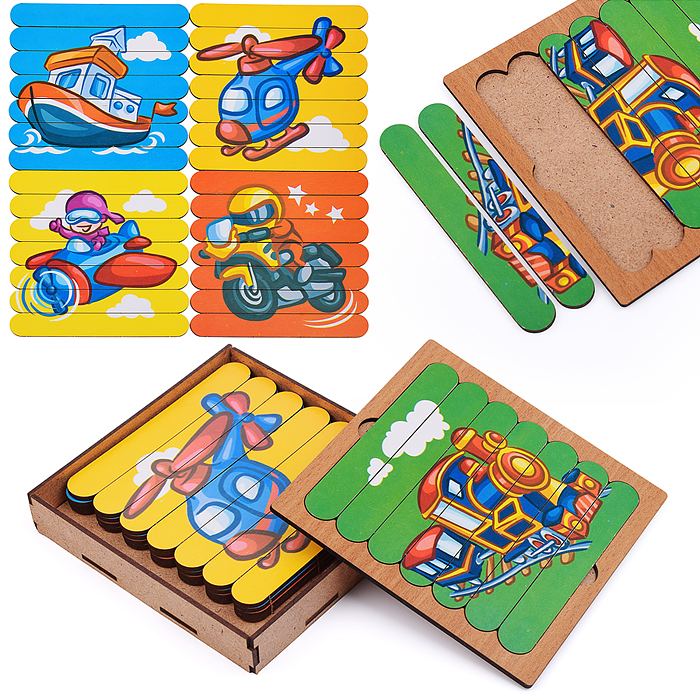 Пазлы-палочки "Транспорт" дер.