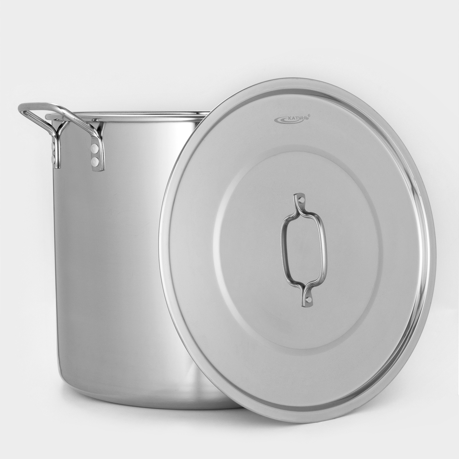 Котёл Катунь «Общепит», 40 л, d=40 см, h=35 см, с крышкой, нержавеющая сталь, хромированная